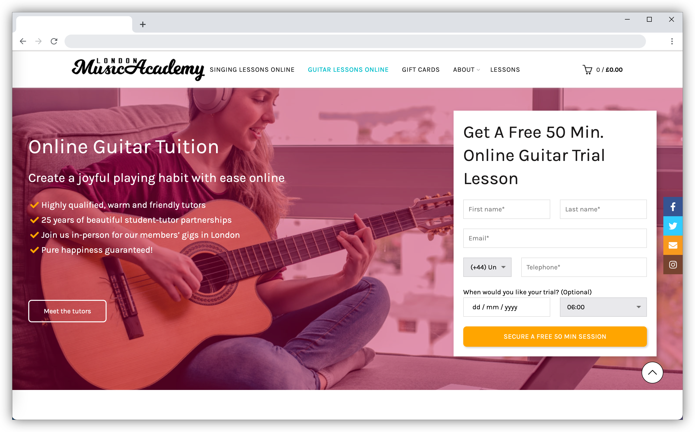 Screenshot of London Music Academy